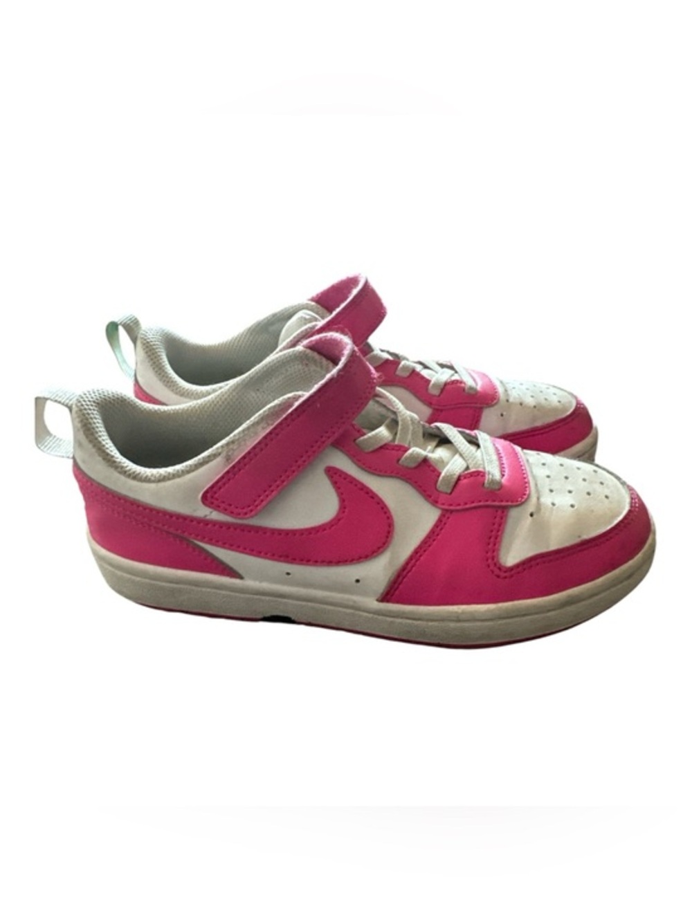 Nike Kids Size 2 Hot Pink & White Athletic Sneakers with Hook-and-Loop Velcro